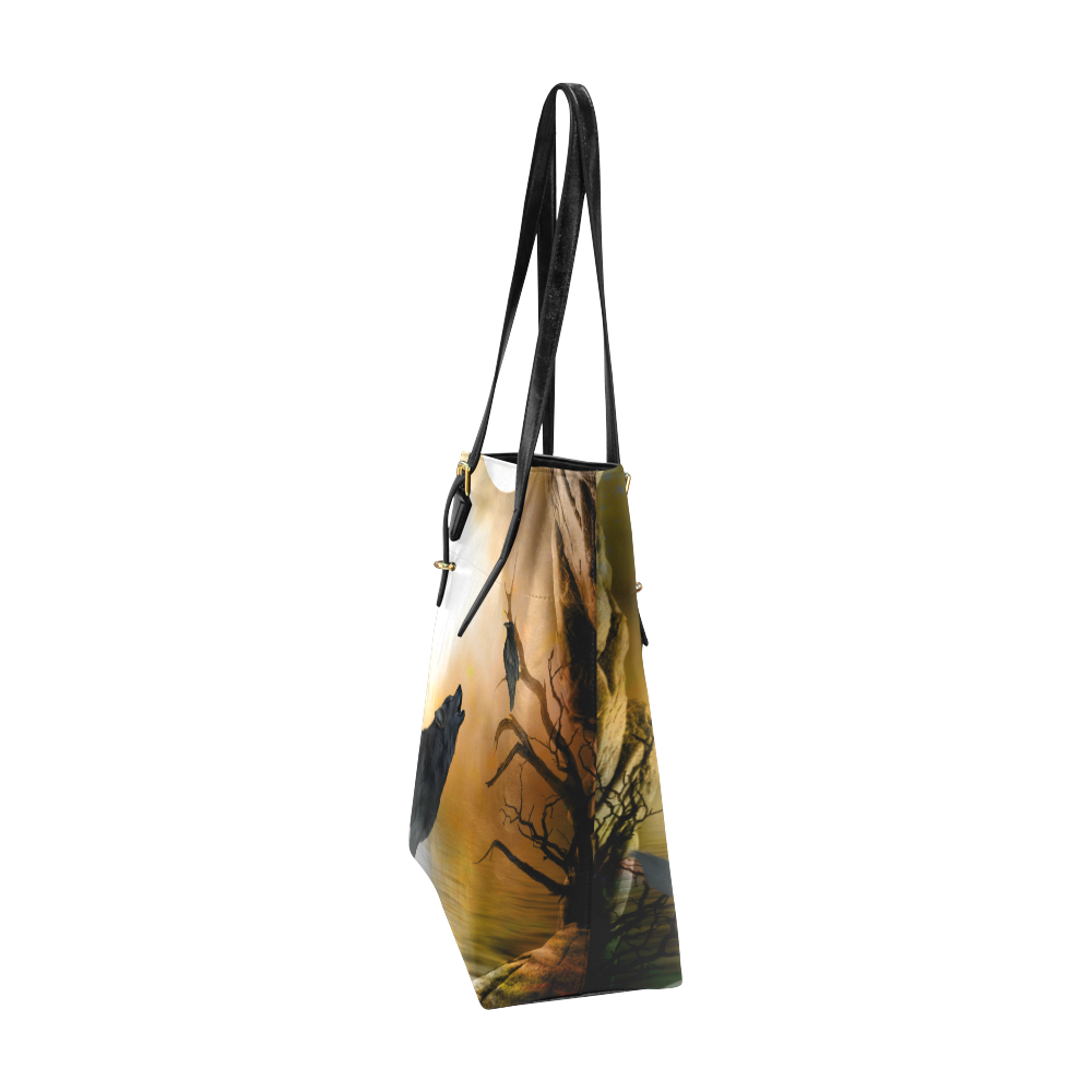 Lonely wolf in the night Euramerican Tote Bag/Small (Model 1655)