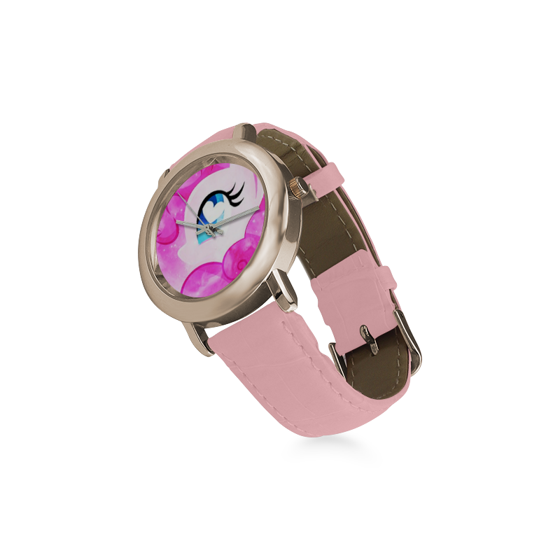 heart pinkie Women's Rose Gold Leather Strap Watch(Model 201)