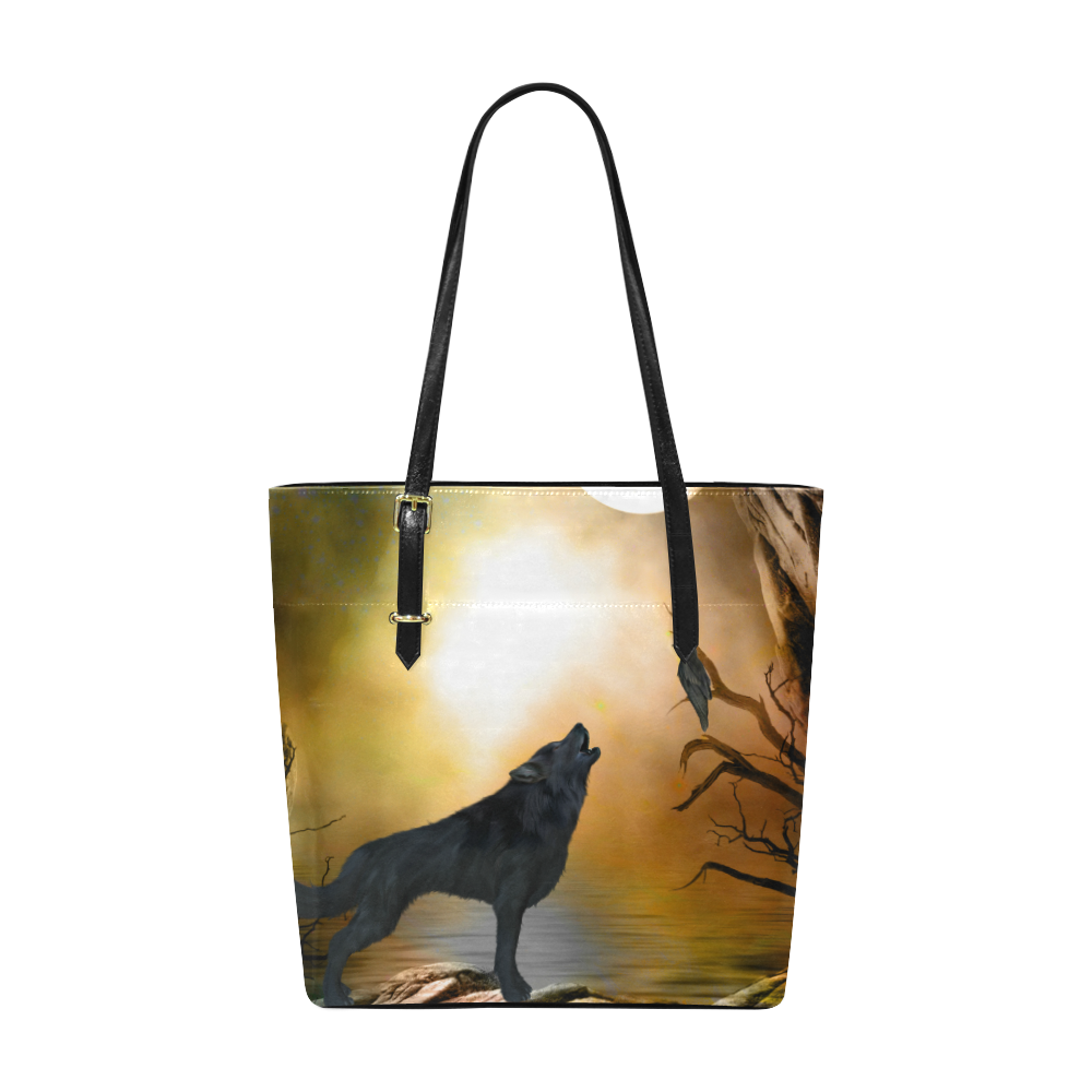 Lonely wolf in the night Euramerican Tote Bag/Small (Model 1655)