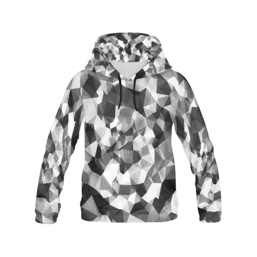 contemporary geometric polygon abstract pattern in black and white All Over Print Hoodie for Men (USA Size) (Model H13)