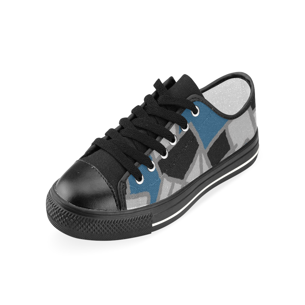 Black And Blue Women's Classic Canvas Shoes (Model 018)