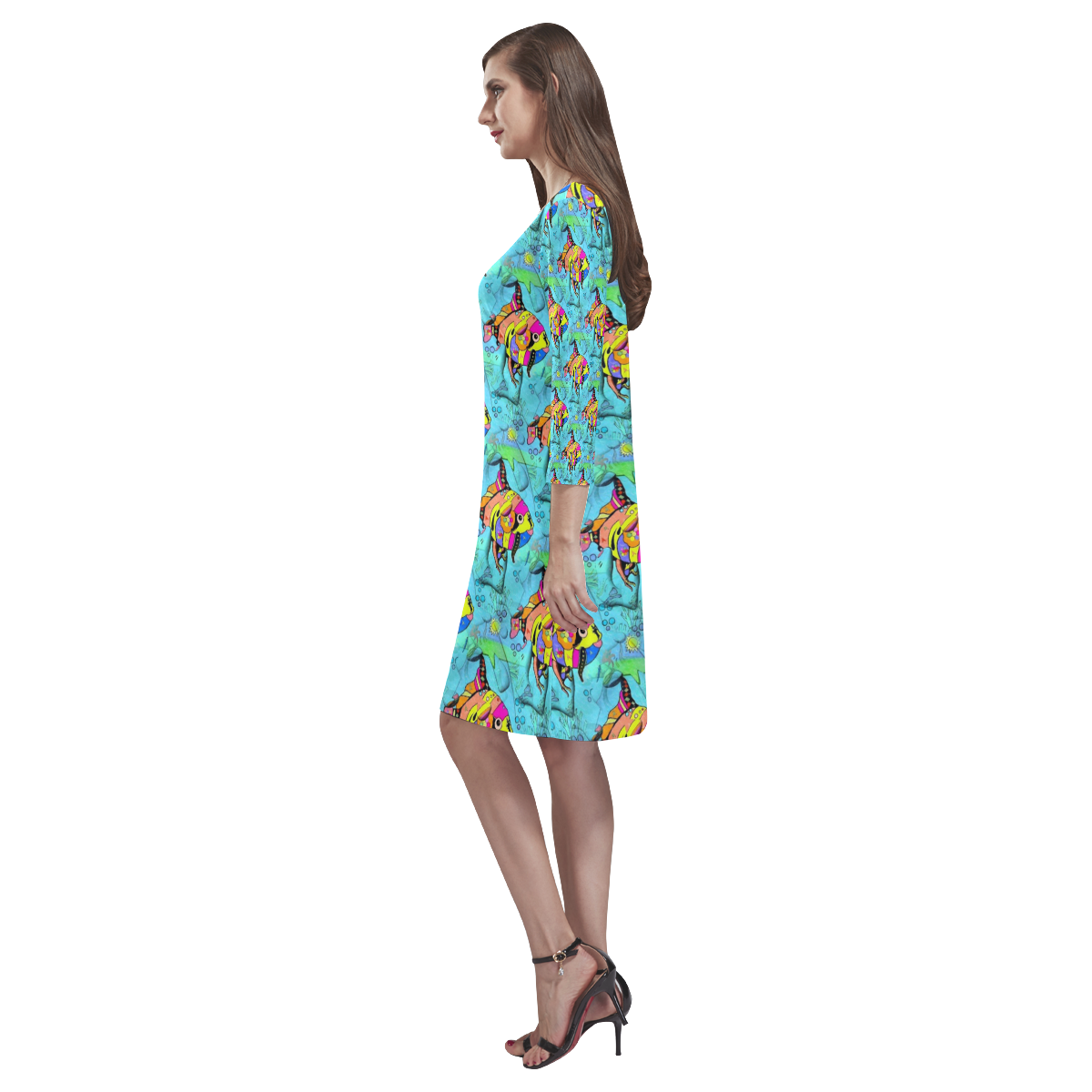 Lovely Fish by Nico Bielow Rhea Loose Round Neck Dress(Model D22)