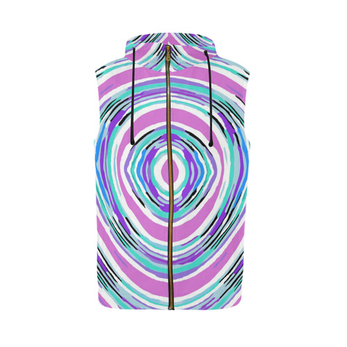 psychedelic graffiti circle pattern abstract in pink blue purple All Over Print Sleeveless Zip Up Hoodie for Men (Model H16)