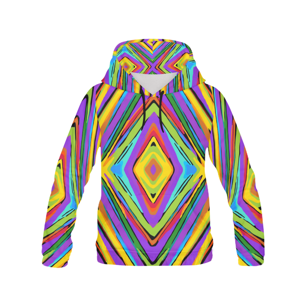psychedelic geometric graffiti square pattern abstract in blue purple pink yellow green All Over Print Hoodie for Men (USA Size) (Model H13)
