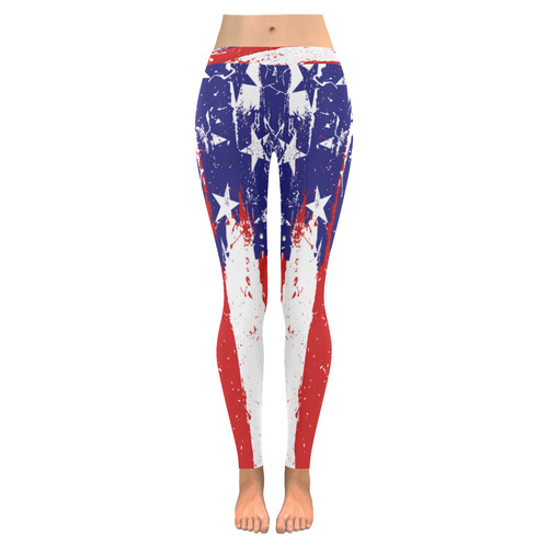 America Flag leggings Women's Low Rise Leggings (Invisible Stitch) (Model L05)