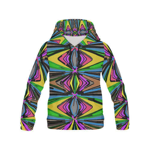 psychedelic geometric graffiti triangle pattern in pink green blue yellow and brown All Over Print Hoodie for Men (USA Size) (Model H13)