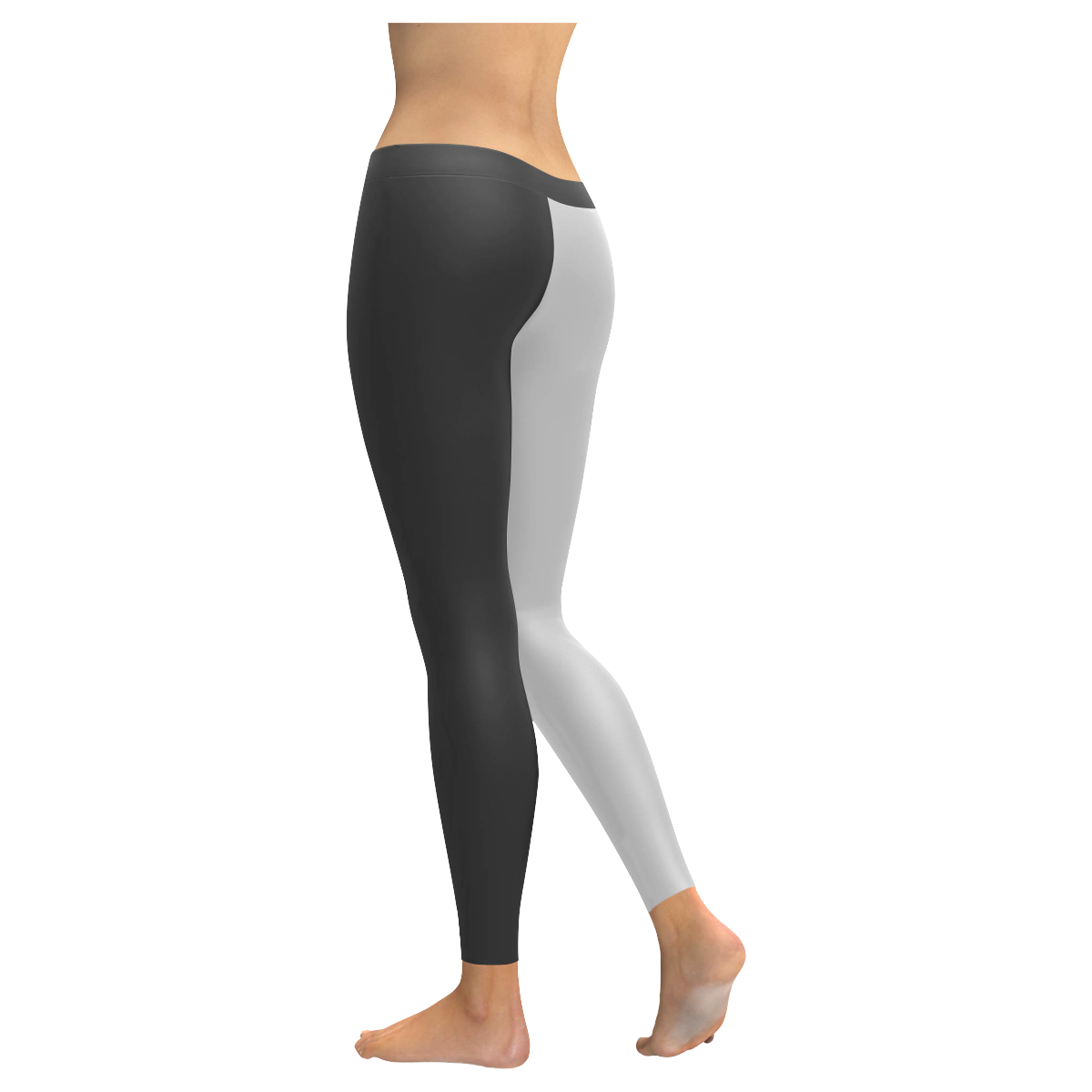 JR black grey Women's Low Rise Leggings (Invisible Stitch) (Model L05)