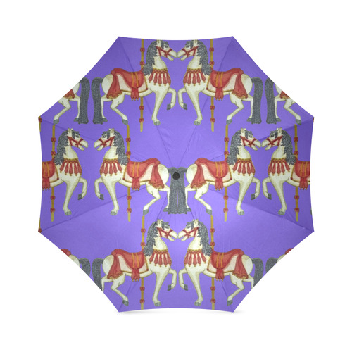 prancing carouselle ponies blue Foldable Umbrella (Model U01)