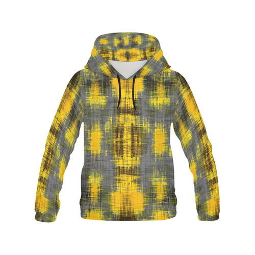 geometric plaid pattern painting abstract in yellow brown and black All Over Print Hoodie for Men (USA Size) (Model H13)