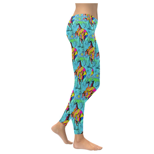 Lovely Fish by Nico Bielow Women's Low Rise Leggings (Invisible Stitch) (Model L05)