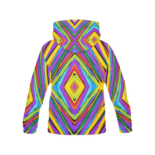 psychedelic geometric graffiti square pattern abstract in blue purple pink yellow green All Over Print Hoodie for Men (USA Size) (Model H13)