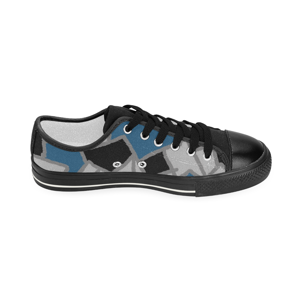 Black And Blue Women's Classic Canvas Shoes (Model 018)