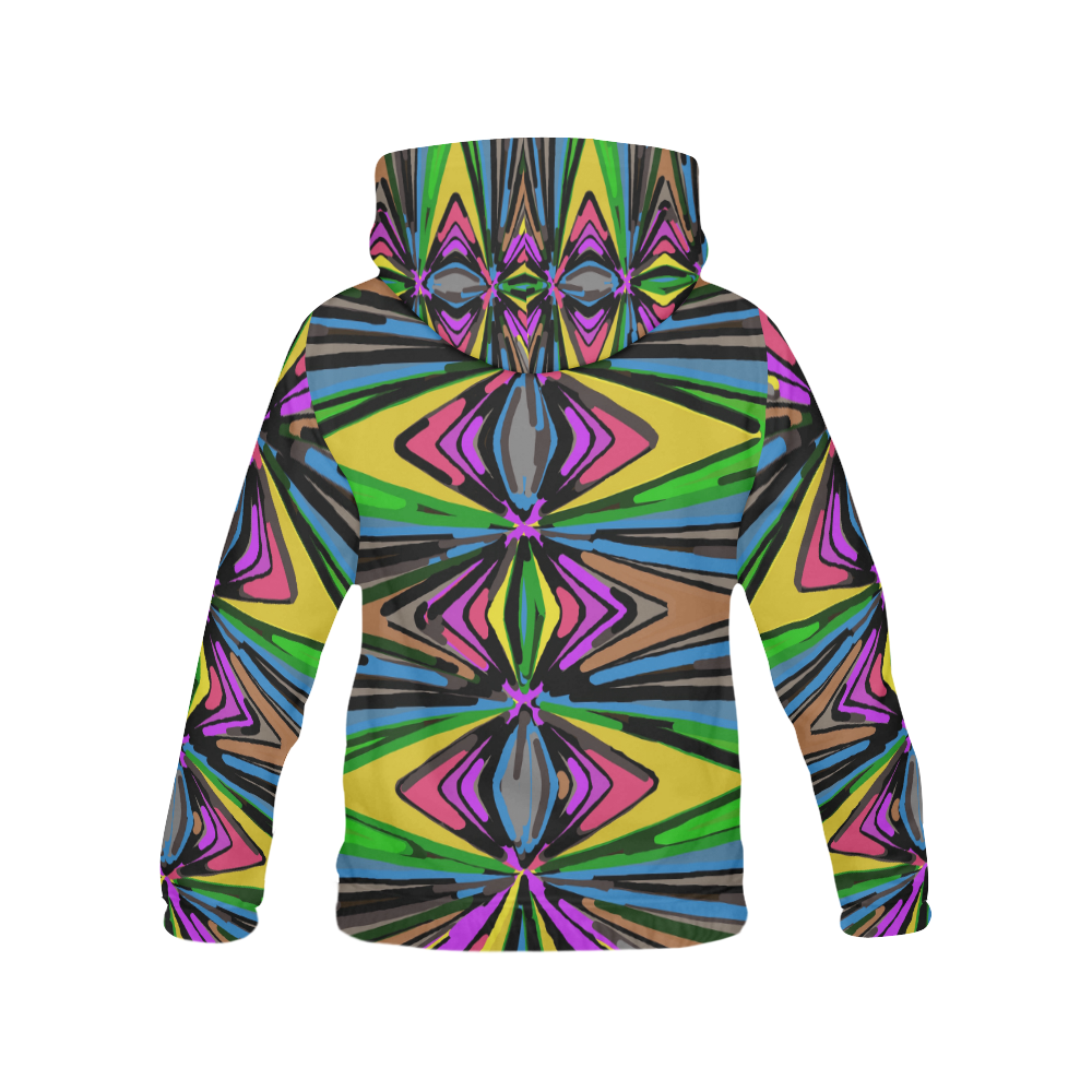 psychedelic geometric graffiti triangle pattern in pink green blue yellow and brown All Over Print Hoodie for Men (USA Size) (Model H13)