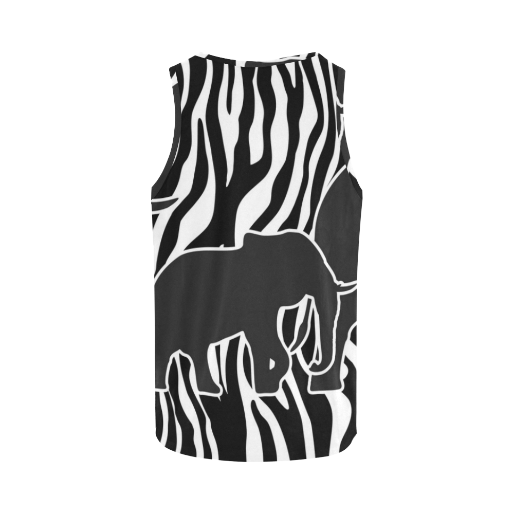 ELEPHANTS to ZEBRA stripes black & white All Over Print Tank Top for Women (Model T43)