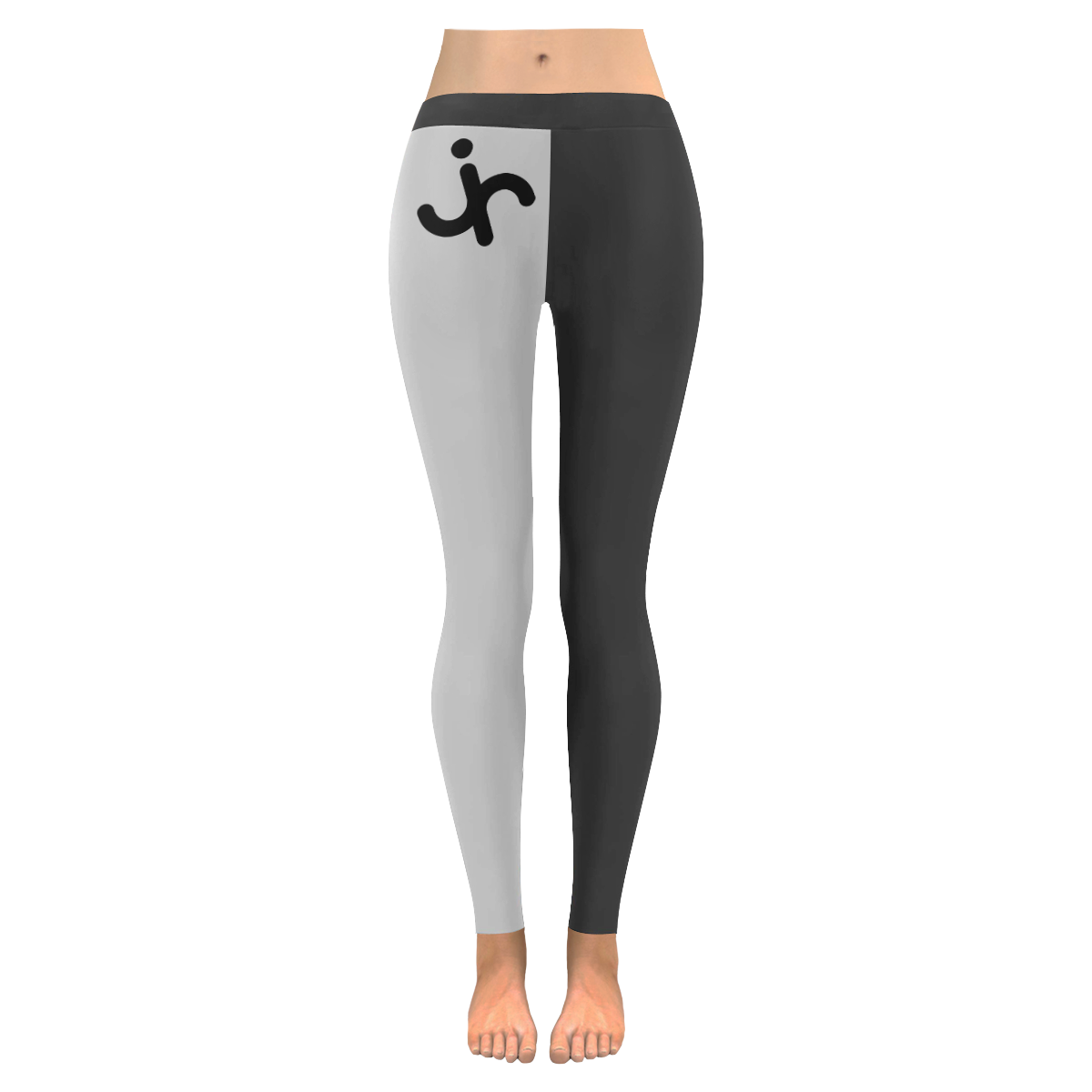 JR black grey Women's Low Rise Leggings (Invisible Stitch) (Model L05)