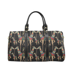 prancing carousel giraffes. black New Waterproof Travel Bag/Small (Model 1639)