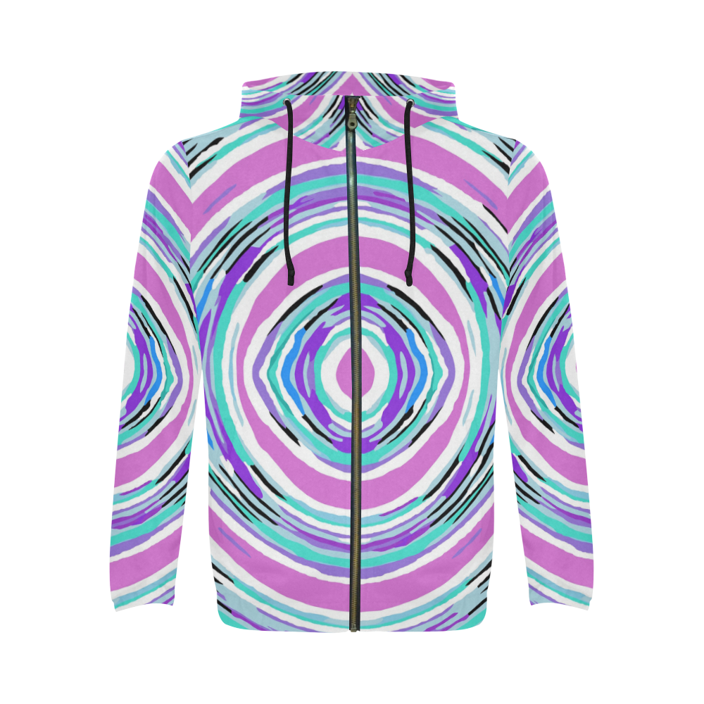 psychedelic graffiti circle pattern abstract in pink blue purple All Over Print Full Zip Hoodie for Men (Model H14)