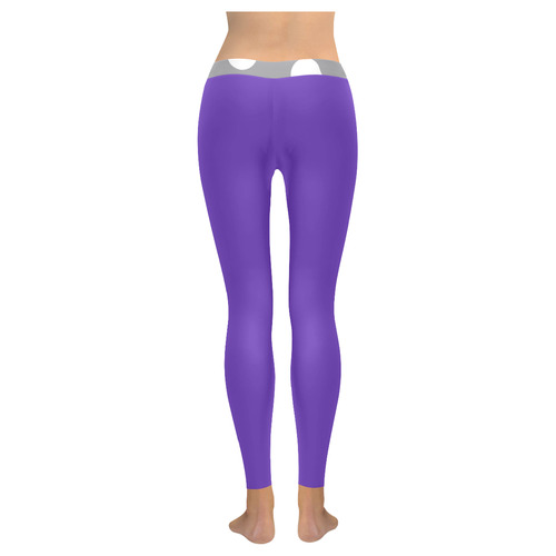 JR Logo Grey Purple Women's Low Rise Leggings (Invisible Stitch) (Model L05)