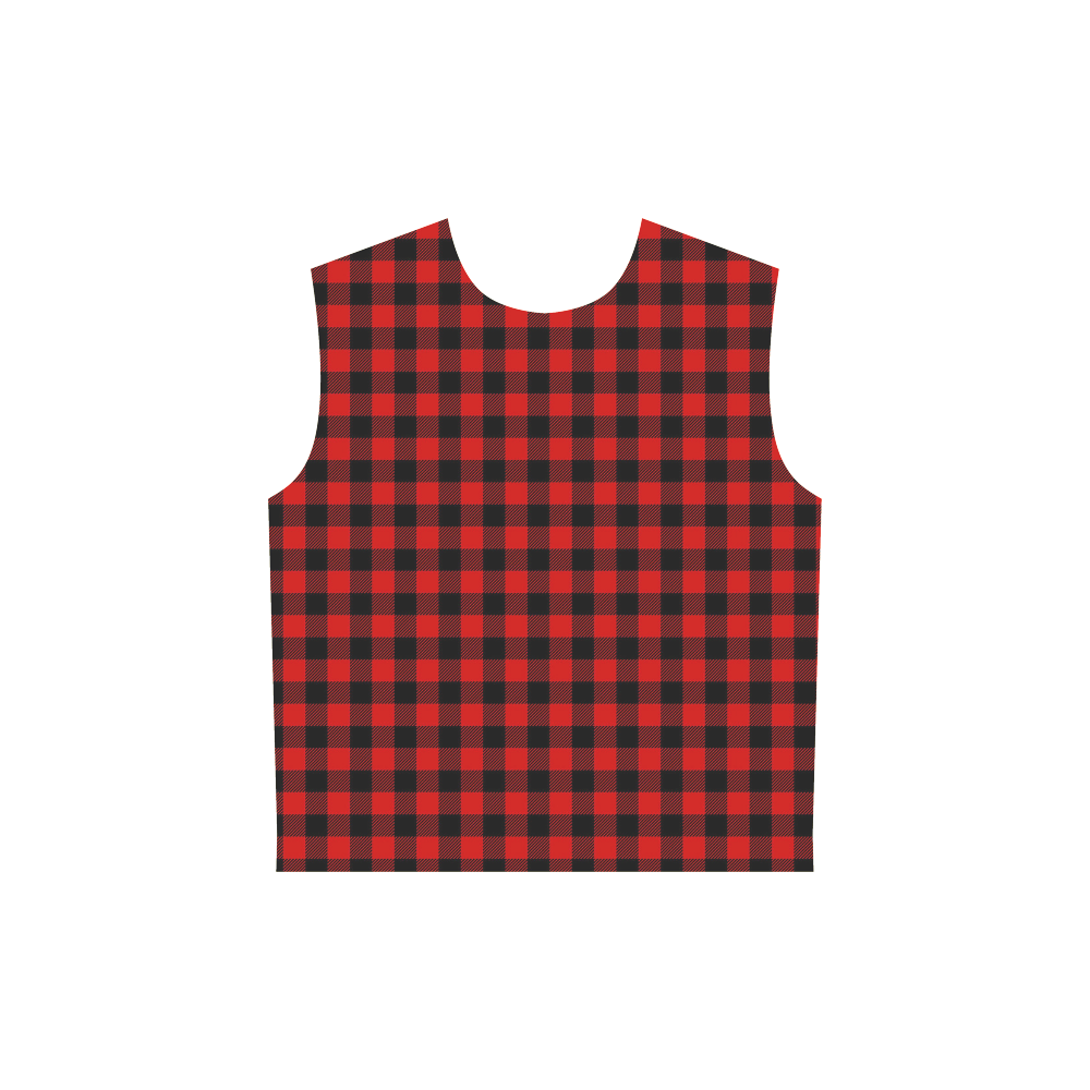 LUMBERJACK Squares Fabric - red black All Over Print Sleeveless Hoodie for Women (Model H15)