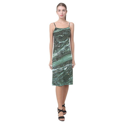 Green Marble Emerald Stone Texture Alcestis Slip Dress (Model D05)