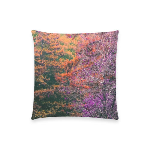 autumn tree in the forest with purple and brown leaf Custom  Pillow Case 18"x18" (one side) No Zipper