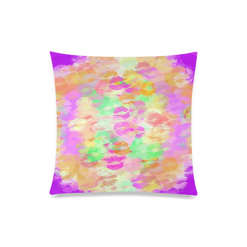 sexy kiss lipstick abstract pattern in pink orange yellow green Custom Zippered Pillow Case 20"x20"(One Side)