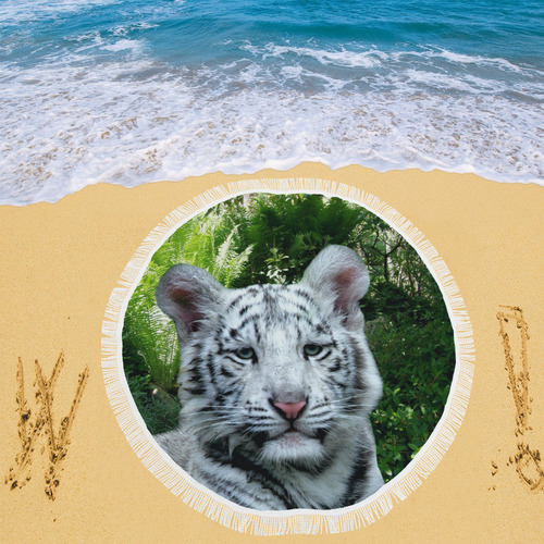 White Tiger Circular Beach Shawl 59"x 59"