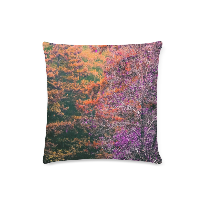autumn tree in the forest with purple and brown leaf Custom Zippered Pillow Case 16"x16"(Twin Sides)