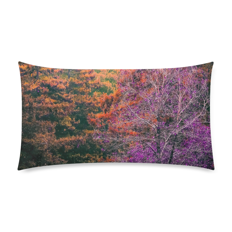 autumn tree in the forest with purple and brown leaf Custom Rectangle Pillow Case 20"x36" (one side)