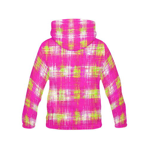 plaid pattern graffiti painting abstract in pink and yellow All Over Print Hoodie for Men (USA Size) (Model H13)