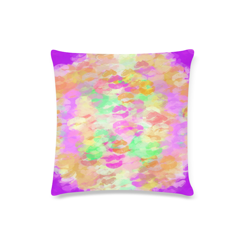 sexy kiss lipstick abstract pattern in pink orange yellow green Custom Zippered Pillow Case 16"x16"(Twin Sides)