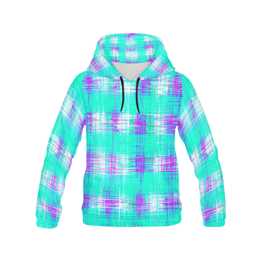 plaid pattern graffiti painting abstract in blue green and pink All Over Print Hoodie for Men (USA Size) (Model H13)