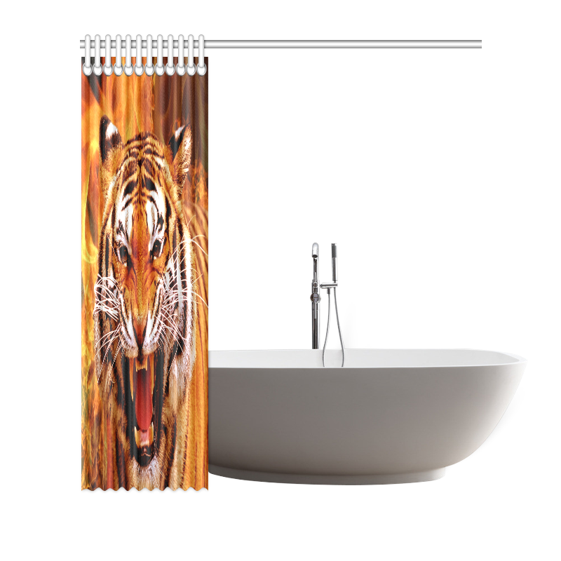 Tiger and Flame Shower Curtain 72"x72"