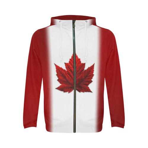 Canada Flag Hoodie Canada Kangaroo Jackets All Over Print Full Zip Hoodie for Men (Model H14)