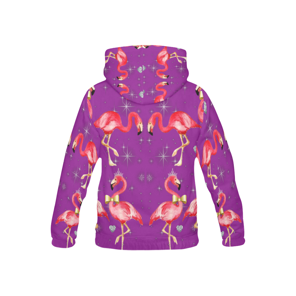 pink flamingo - purple - kids All Over Print Hoodie for Kid (USA Size) (Model H13)