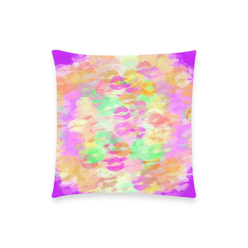 sexy kiss lipstick abstract pattern in pink orange yellow green Custom  Pillow Case 18"x18" (one side) No Zipper