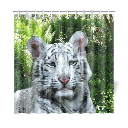 White Tiger Shower Curtain 72"x72"