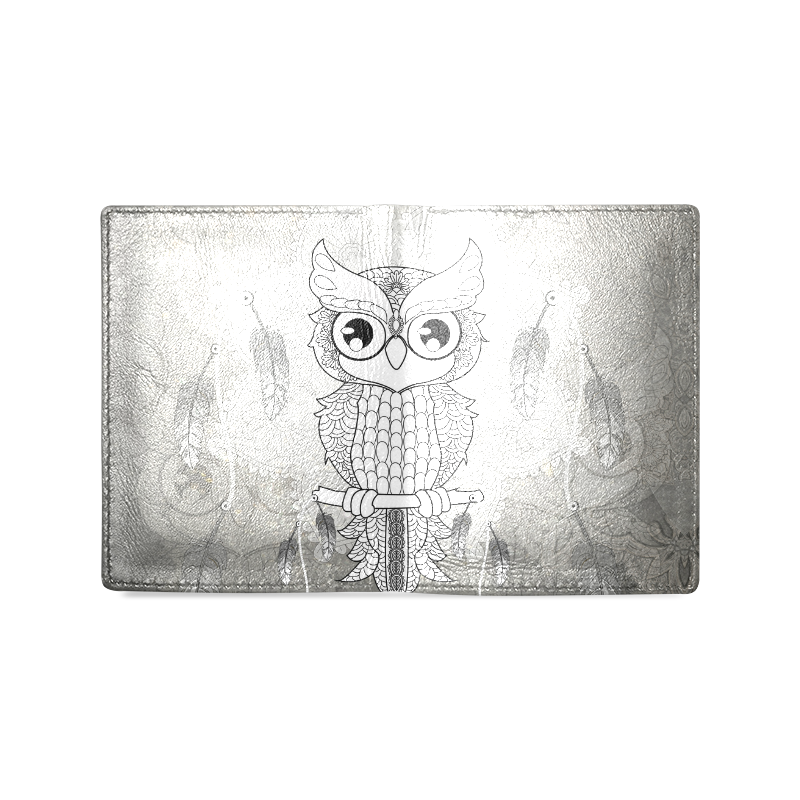 Cute owl, mandala design Men's Leather Wallet (Model 1612)