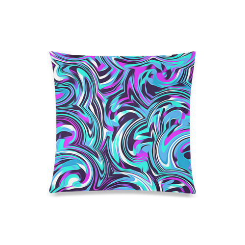 spiral line drawing abstract pattern in blue pink black Custom Zippered Pillow Case 20"x20"(One Side)