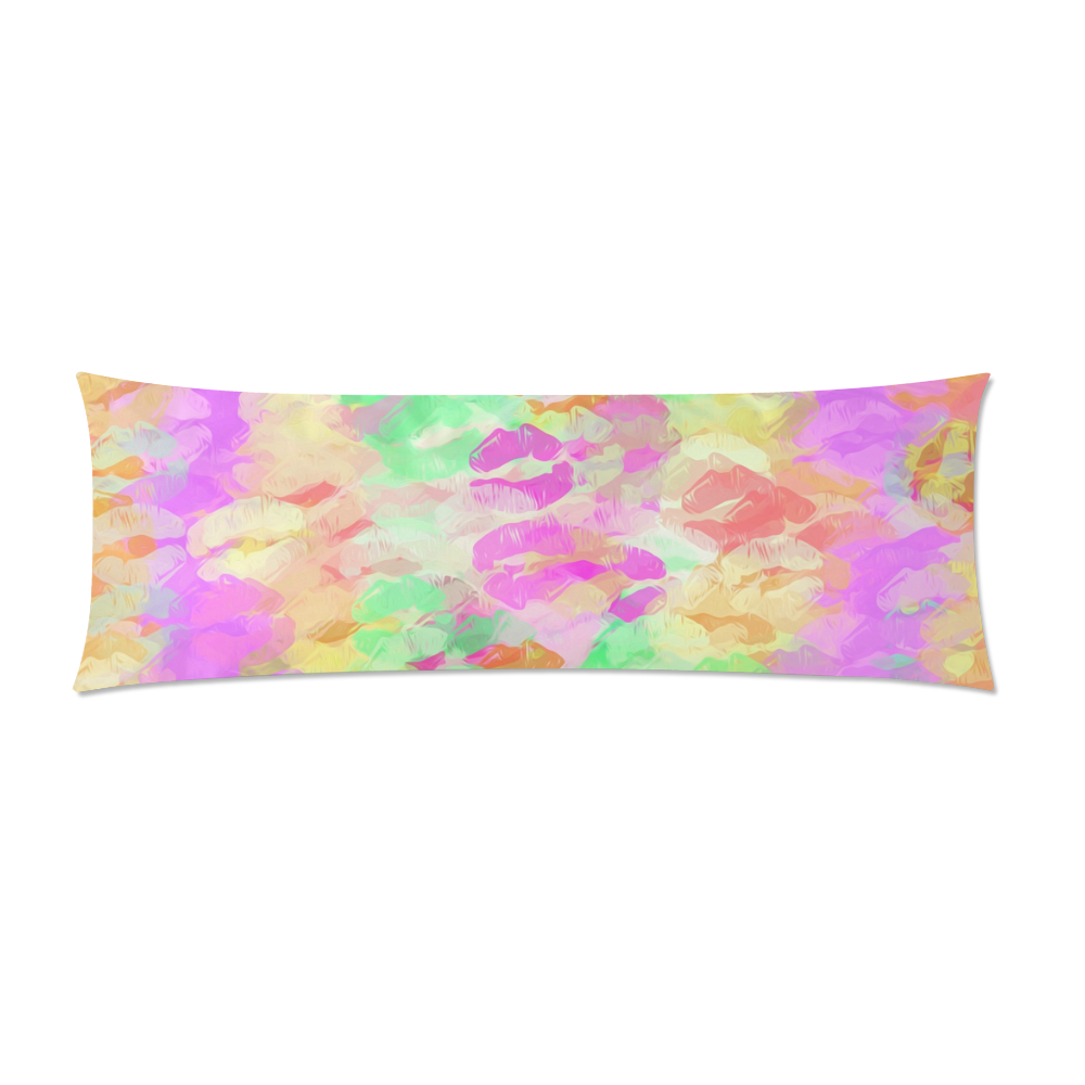 sexy kiss lipstick abstract pattern in pink orange yellow green Custom Zippered Pillow Case 21"x60"(Two Sides)