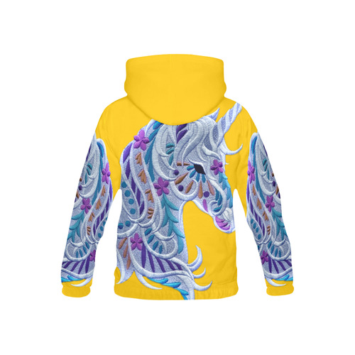 unicorn love yellow - kids All Over Print Hoodie for Kid (USA Size) (Model H13)