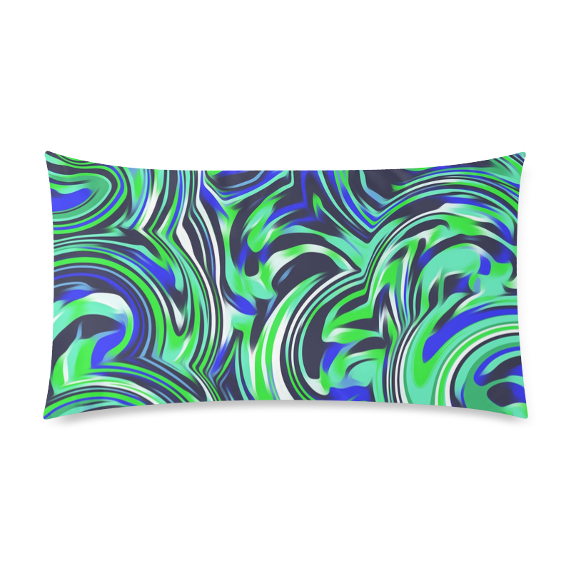 spiral line drawing abstract pattern in blue and green Custom Rectangle Pillow Case 20"x36" (one side)