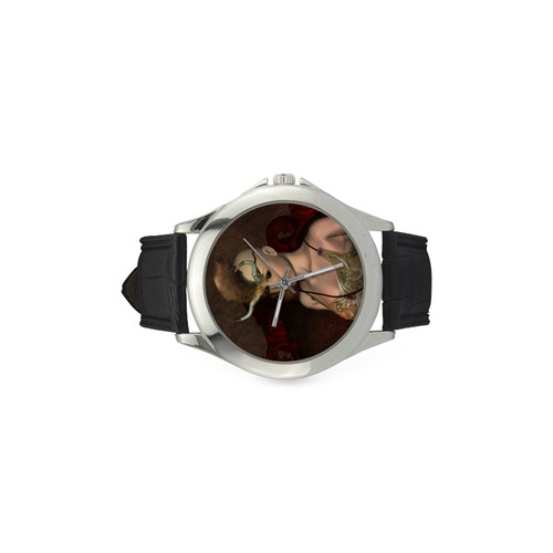 Dark fairy with horn Women's Classic Leather Strap Watch(Model 203)