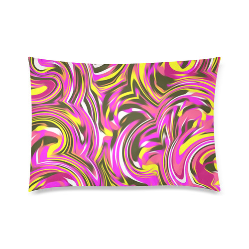 spiral line drawing abstract pattern in pink yellow black Custom Zippered Pillow Case 20"x30" (one side)