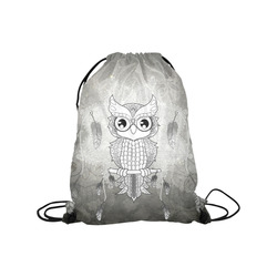 Cute owl, mandala design Medium Drawstring Bag Model 1604 (Twin Sides) 13.8"(W) * 18.1"(H)