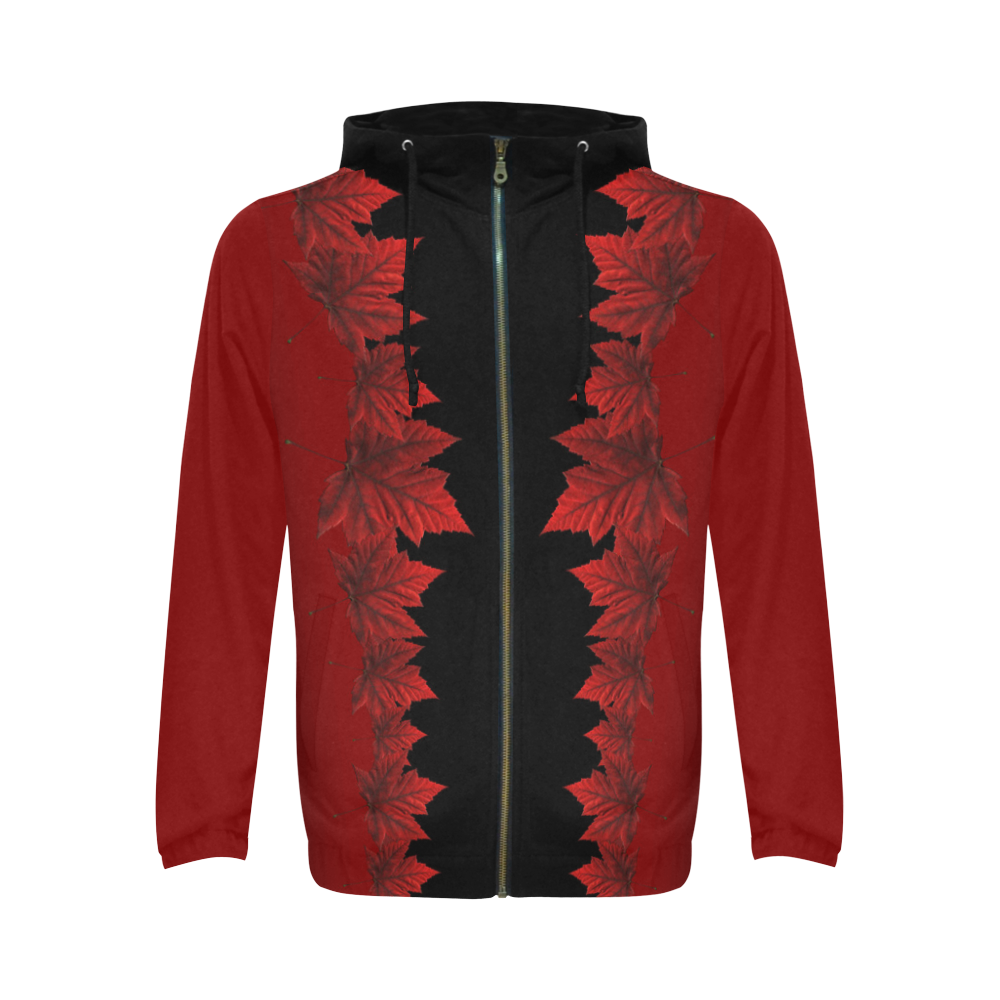 Canada Maple Leaf Hoodie Jackets All Over Print Full Zip Hoodie for Men (Model H14)