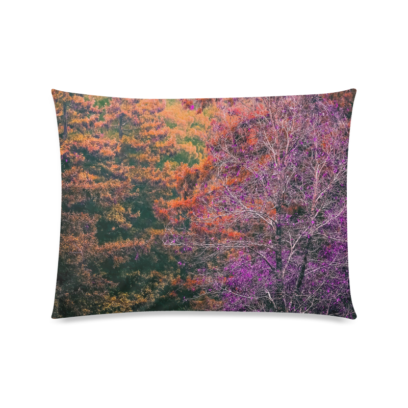 autumn tree in the forest with purple and brown leaf Custom Picture Pillow Case 20"x26" (one side)