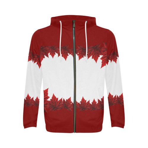 Canada Maple Leaf Hoodies Beautiful All Over Print Full Zip Hoodie for Men (Model H14)