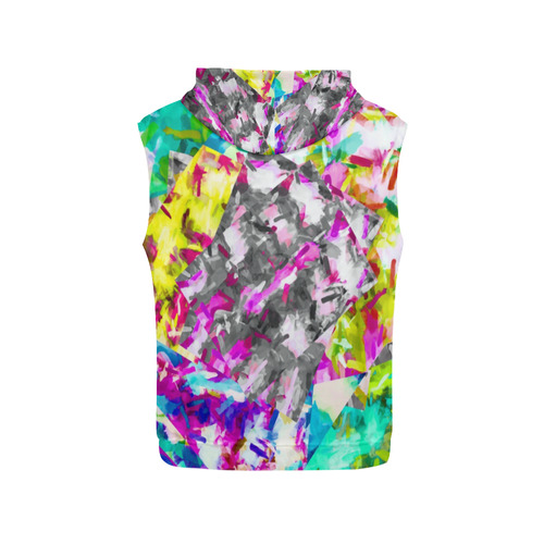 camouflage psychedelic splash painting abstract in pink blue yellow green purple All Over Print Sleeveless Hoodie for Men (Model H15)