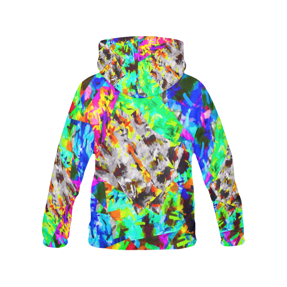 camouflage psychedelic splash painting abstract in blue green orange pink brown All Over Print Hoodie for Men (USA Size) (Model H13)